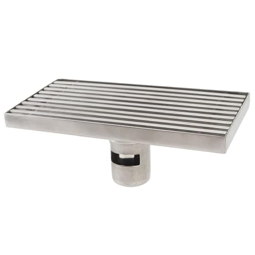 304 Stainless Steel Linear Shower Drain 8 Inch Long 20x10 cm Rectangular Floor Grate for 50 mm Pipe Middle Outlet (Middle Drain) - size: Middle Drain