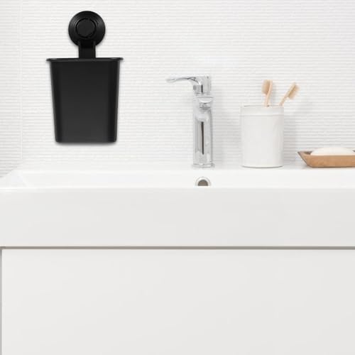 Suction Cup Toothbrush Holder Punch-Free Wall Mounted Bathroom Organizer 3.93X3.14X4.33 Inch Compact Toothbrush Rack for Shower and Home - color: Black