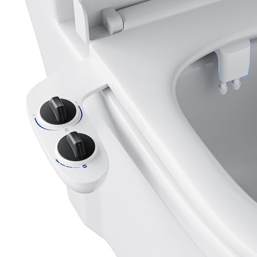 IDEALHOUSE Bidet Attachment for Toilet - Dual Nozzle Feminine Wash, Bidet Sprayer for Bathroom,Adjustable Water Pressure,Non-Electric Toilet Bidet Bathroom Accessories(grey knob)