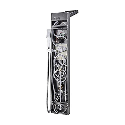 Led Shower Panel Tower System Digital Display Shower Column Stainless Steel Shower Panel System, Shower System with Shower Head, Handheld Shower, Body Jets, Tub Spout,Brushed,Brushed Nickel - color: Brushed Nickel