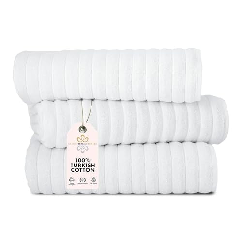 CTT - Luxury 3 Piece Jumbo Bath Sheets, 100% Turkish Cotton, Absorbent & Ultra Comfy Bath Towel Sheets for Hotels & Spa | 40"x65" (White) - color: White, size: 3-Piece Bath Sheets