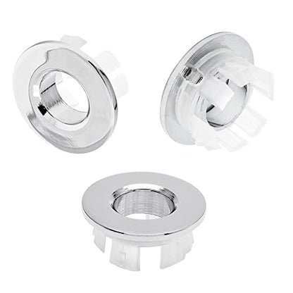 3 Pack Sink Overflow Ring, Chrome Brass Basin Drain Cover | Fits 22-25mm Overflow Hole, Tool-Free Flex Buckle Install, Anti-Aging Rust Proof, for Ceramic Bathroom Kitchen Sink - color: Chrome -- 3 Pack, style: Copper
