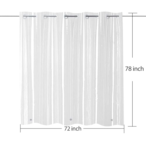 72x78 Shower Curtain Liner Clear Tall Size, No Hooks for Bathroom | Extra Long PEVA Plastic Vinyl Waterproof Heavy Duty Hook Free Transparent Bathroom Curtain Liner with Bottom Magents - color: Clear, size: 72"W x 78"L (Pack of 1)