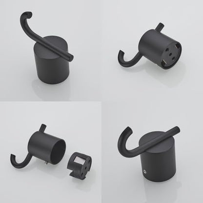 Matte Black Coat Hooks, Stainless Steel Hooks, Towel Hooks for Hanging Robes, Aprons, Coats and Hats in Bathrooms,Kitchens and Hotels,SW-96068-8MB-2. - color: Double Hook-Matte Black