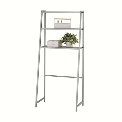 TRINITY 3-Tier Metal Over The Toilet Storage Shelving Rack, Freestanding Bathroom Organizer with Wood Grain Shelves, 27in x 15in x 60in, Champagne - color: Champagne