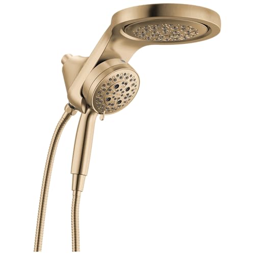 Delta 6-Setting HydroRain Premium 2-in-1 Dual Shower Head with ProClean Spray, Gold High Pressure Shower Head with Handheld Spray, 1.75 GPM Flow Rate, Lumicoat Champagne Bronze 56000-CZ-PR25 - color: Lumicoat Champagne Bronze