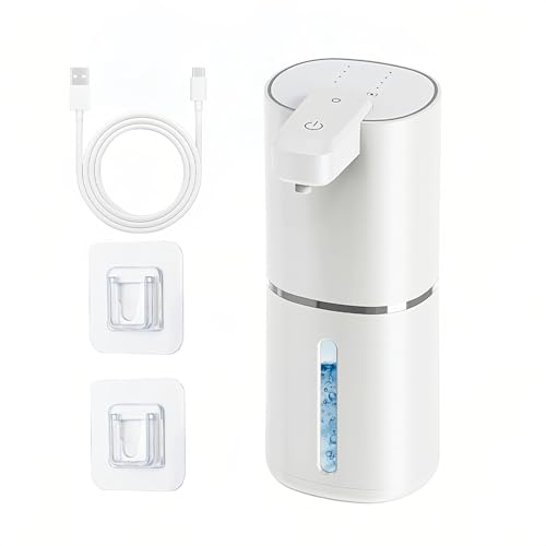 Tiiyee Automatic Foaming Soap Dispenser, 12.8oz/380ml Touchless Foam Dispenser USB Rechargeabled Wall Mounted Smart Dispensing 4 Gear Adjustable for Household Bathroom Kitchen Office Hands Free(Foam) - size: Foam