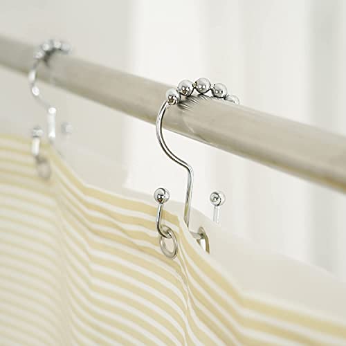 Shower Curtain Hooks Rings, Stainless Steel Double Glide Rollers Shower Curtain Rods Hooks for Bathroom, Set of 12 Hooks - Chrome - color: Chrome, size: 12 Pcs