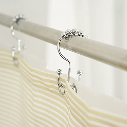 Shower Curtain Hooks Rings, Stainless Steel Double Glide Rollers Shower Curtain Rods Hooks for Bathroom, Set of 12 Hooks - Chrome - color: Chrome, size: 12 Pcs