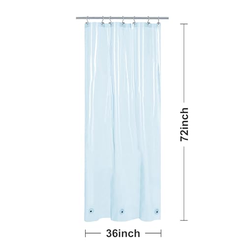 Barossa Design Clear Blue Stall Shower Curtain Liner with 3 Magnets, 36x72 | Waterproof PEVA, PVC Free, Metal Grommets, Lightweight Plastic Shower Liner 36 x 72 Inches for Narrow Small Bathroom Stall - color: Clear Blue, size: 36"W x 72"L (Pack of 1)