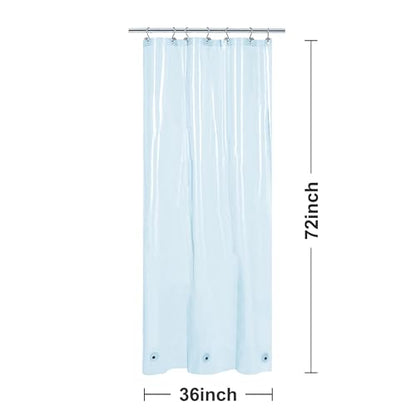 Barossa Design Clear Blue Stall Shower Curtain Liner with 3 Magnets, 36x72 | Waterproof PEVA, PVC Free, Metal Grommets, Lightweight Plastic Shower Liner 36 x 72 Inches for Narrow Small Bathroom Stall - color: Clear Blue, size: 36"W x 72"L (Pack of 1)