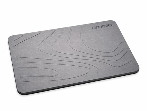Stone Bath Mat – Quick Dry Diatomite Bath Mat, Non Slip, Fast Absorbing, Bathroom Floor Mat for Shower & Bathtub, Soft Stone Surface (23.7 x 15.4 x 0.3 inch, Grey)