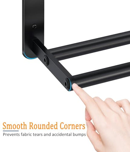 Double Towel Racks for Bathroom, Towel Shelf with Double Towel Bar 32 inch, Towel Rack with Shelf for Bathroom, Stainless Steel Towel Holder Wall Mounted, Towel Storage for Bathroom Lavatory Black - size: 32 Inch