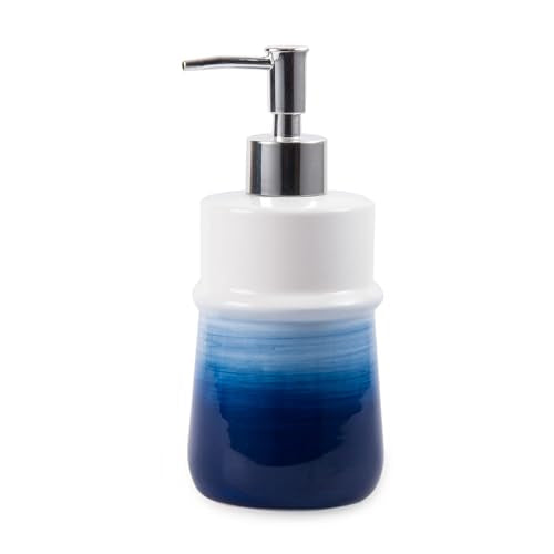 Ceramic 12Oz Soap Dispenser for Kitchen, Refillable Hand Dispenser with Pump, Lotion Dispenser Bathroom for Dish Soap, Hand soap. (Navy Blue) - color: Navy Blue
