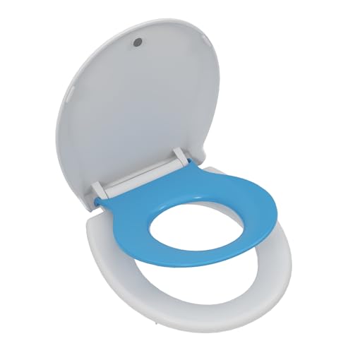 Toilet Seat with Easy Clean & Change Hinges, Quiet-Close Lid, Contoured Seat, Quick-Attach Hardware, White, 15.8"L x 14.2"W - color: Blue, size: 15.8"L x 14.2"W