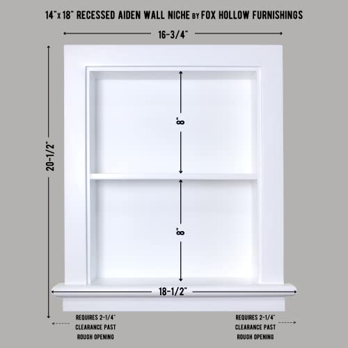 14x18 Aiden Recessed Wall Niche Medicine Cabinet Replacement, in The Wall Bathroom Cabinet Insert Shelf/Shelves, Made in North America, Real Wood, NO MDF, Plain, White - color: White, size: 14x18