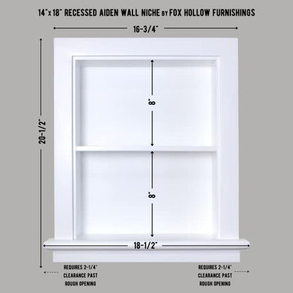 14x18 Aiden Recessed Wall Niche Medicine Cabinet Replacement, in The Wall Bathroom Cabinet Insert Shelf/Shelves, Made in North America, Real Wood, NO MDF, Plain, White - color: White, size: 14x18