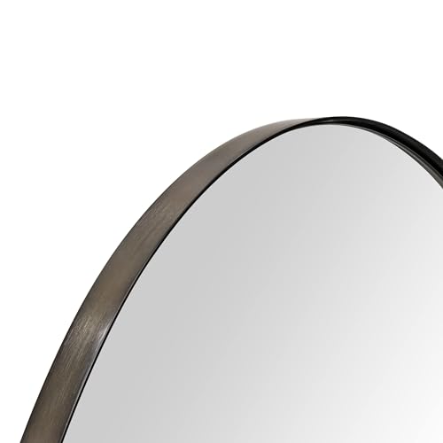 Oil Rubbed Bronze Oval Recessed Bathroom Medicine Cabinet with Mirror Stainless Steel Metal Framed Oblong Pill Shaped Bathroom Cabinet with Mirror 16x33'' - color: Oil Rubbed Bronze