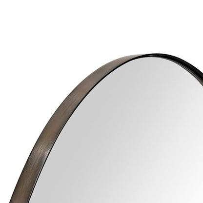 Oil Rubbed Bronze Oval Recessed Bathroom Medicine Cabinet with Mirror Stainless Steel Metal Framed Oblong Pill Shaped Bathroom Cabinet with Mirror 16x33'' - color: Oil Rubbed Bronze