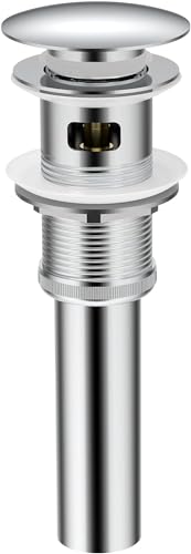 ZM Pop Up Drain Stopper with Overflow for Bathroom Faucet Vessel or Vanity Sink, Chrome Finish… - style: Chrome With Overflow