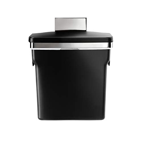 simplehuman 10 Liter / 2.6 Gallon In-Cabinet Trash Can Heavy-Duty Steel Frame, Black - size: 10L In-Cabinet