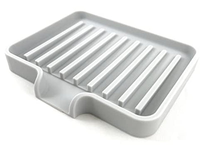 Silicone Soap Dish Tray and Sponge Holder with Drain Chute, Rectangular, Kitchen and Bathroom Sink Organizer (Light Grey, 5.2"x4" (Set of 2), 7.2 Ounces) - color: Light Grey, size: (SM) 5.2"x4" (2pcs)