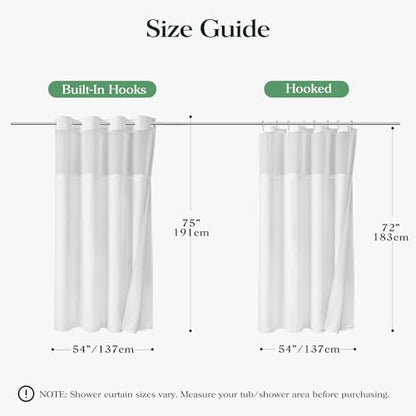 White Hook Free Waffle Shower Curtain & Snap-in Fabric Liner,54x75 | Less Time to install, 3 in 1 Fabric Shower Curtain and Liner Set with Magnets, Stall, Shower Curtains for Bathroom - color: A White, size: 54"W x 75"L (Pack of 1)