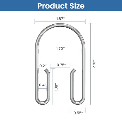 Chrome Shower Curtain Hooks Rings，Double Sided Shower Curtain Hooks Rust Proof，12 pcs Shower Hooks for Inside Shower，Smooth Sliding Anti-Drop Double Shower Rings for Curtain (Chrome) - color: Chrome