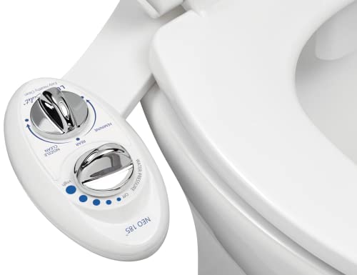 LUXE Bidet NEO 185 - Bidet Attachment for Toilet Seat, White | Non-Electric, Dual Nozzle, Self-Cleaning, Adjustable Water Pressure, Rear & Feminine Wash - color: White