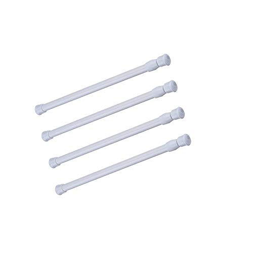 Cupboard Bars Tension Rods, 4 Pack Spring Tensions Rods 11.8-20 Inches Steel Adjustable Tension Curtain Rod Closet Rod Window Rods (White) - color: White, size: 11.8-20 inch