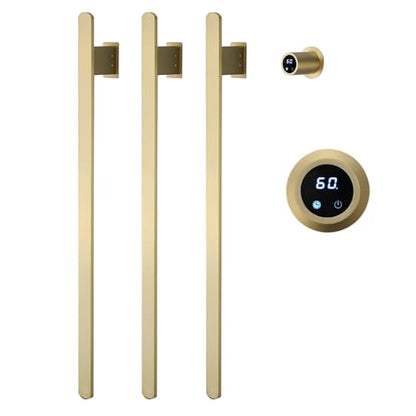 Bathroom Heated Towel Rack, Brushed Gold Towel Warmer, 3Bars, 110V | Smart Touch Control, Wall Mounted, Concealed Hardwired, Stainless Steel, Dry Towels in Modern Bathrooms, Space-Saving Design - color: Brushed Gold-3 Bars