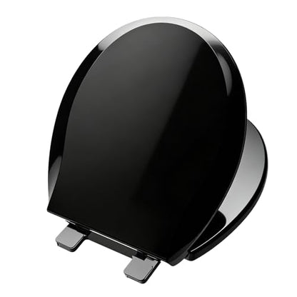 Black Toilet Seat Round, Soft Close, Bottom Fixing, PP Material, Safe and Easy Clean, 16.5 Inch - color: Black, size: Round 16.5inch