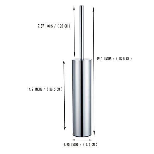 Freestanding Luxury Toilet Brush 304 Stainless Steel Toilet Brush and Holder 19-Inches Tall Round Rust Resistant Anti-Odor and Easy to Clean with Polished Chrome Finished - color: 19-inch Round High Polished Chrome