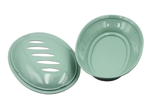 2 Pack Plastic Soap Dish with Drain,Sponge Holder,for Shower,Bathroom,Kitchen (Green) - color: Green