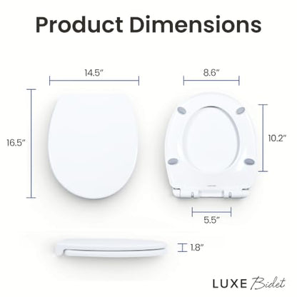 LUXE TS1008R Slow Close Round Comfort Fit Toilet Seat, White | with Slow Close, Quick Release Hinges, and Non-Slip Bumpers - size: Round