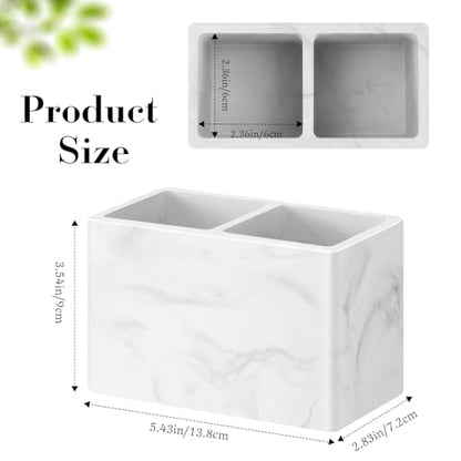 Luxspire Diatomite Toothbrush Holder, 2 Slots, Marble White | Fast Drying, Diatomaceous Earth, Electric Tooth Brush and Toothpaste Organizer, For Bathroom Kitchen Vanity Countertop - color: Marble White, style: 2 Slots