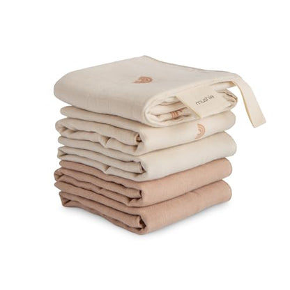 mushie Muslin Organic Cotton Washcloths 5-Pack (Rainbow Combo) | Soft Wipes for Baby Cleanups and Bathing - color: Rainbows Combo