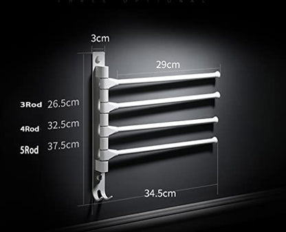 Swivel Towel Rack 180° Swivel Hand Towel Bar Bathroom Swing Hanger Towel Rack Holder Matte Finish,Wall Mounted,3/4/5-Arm Used in Kitchen,Bathroom,Toilet (Color : White-3Rod, Size : 34.5CM) - color: White-3rod