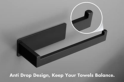Hand Towel Holder, Strong Self Adhesive Hand Towel Ring, Thicken SUS304 Stainless Steel Hand Towel Bar/Rack, No Drilling Modern Hand Towel Hanger (Matte Black, 9 in) - color: Matte Black, size: 1 Pack 9 In