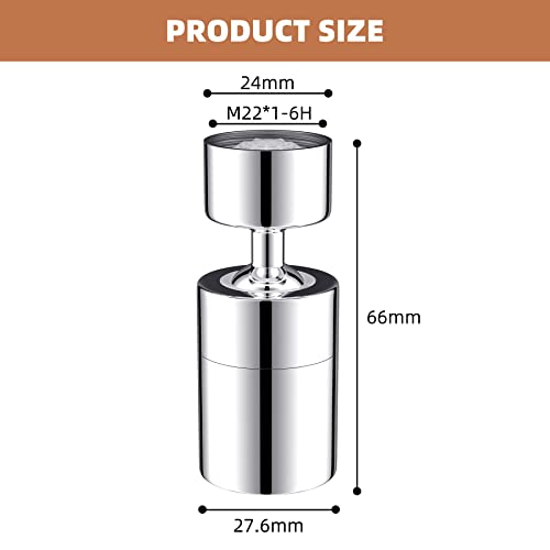 360 Degree Swivel Sink Faucet Aerator, Big Angle High Pressure Large Flow Dual Function Kitchen Faucet Aerator, 55/64" Female Thread, Polished Chrome | Big Angle High Pressure Large Flow Dual Function Kitchen Faucet Aerator, 55/64" Female Thread