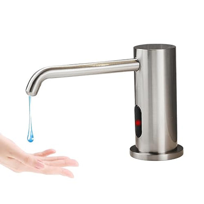 Touchless Automatic Built in Sink Soap Dispenser Infrared Sensors Soap | Electric Sensor Soap Dispenser With Bottle And Pump Commercial Accessory For Kitchen Bathroom And Public Wash Sink Daily Use - size: Drip-Silver - Brushed