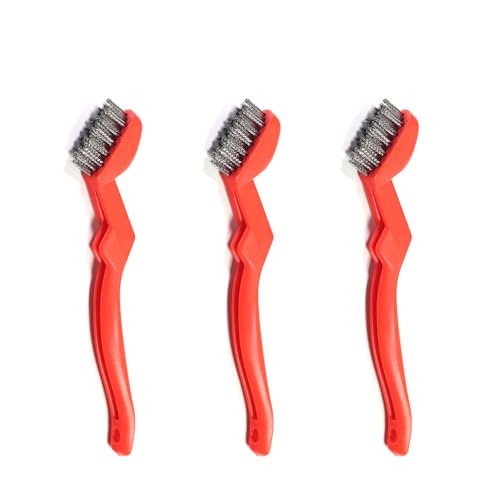GOLDEN SMILE 3-Pack 7" Stainless Steel Wire Brushes - 40% Denser Than Standard Brushes - for Heavy-Duty Cleaning: Grill Grates, Uncoated Pans, Rust Removal, Deburring & Metal Cleaning