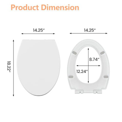 GarveeTech Elongated Toilet Seat with Quiet Close and Quick Release - Slow Closing, Anti-Slip, Easy Install & Clean Seat for Standard Elongated Toilet, Universal Fit, White