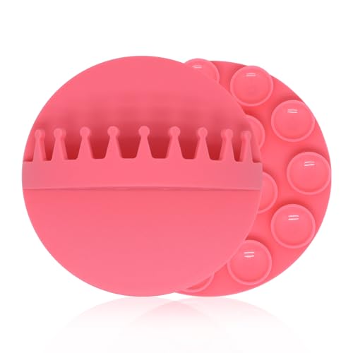 2pcs Shower Hair Catcher Wall, Suction Hair Collector for Shower, Reusable Silicone Grabber Catcher Trap for Drain Bath (Pink) - color: Pink