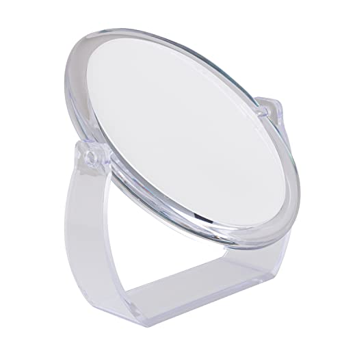 Bath Bliss Double-Sided Free-Standing Swivel Vanity Mirror | Regular & 10X’s Magnification | Make-up & Shaving Use | Freestanding | Tabletop | Rubberized | Clear - color: Clear