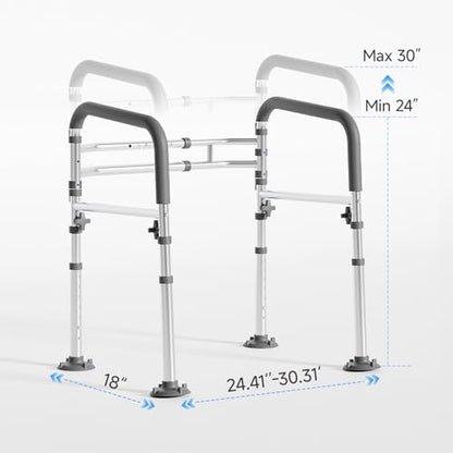 Loyoda Toilet Safety Rail, Adjustable Foldable Toilet Frame with Handles for Seniors 350 lb Weight Cap