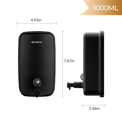 Commercial Soap Dispenser Wall Mount Stainless Steel Soap Dispensers Liquid Manual Anti-Leak Pump Hand Soap Dispenser for Bathroom Kitchen Black (35 fl.oz./1000ml) - color: Black, size: 1000ml