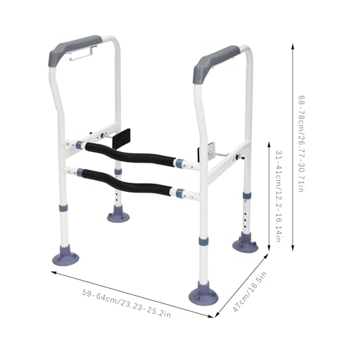 Toilet Safety Rails for Bathroom Safety Frame for Elderly, Pregnant, Disabled, Toilet Safety Frame & Rail, 2-Gear Adjustable Length 23.23-25.2 Inch, Adjustable Height 12.2-16.14 Inch, 440 LBS