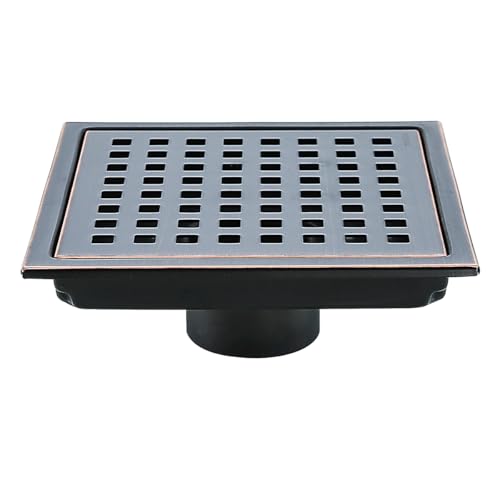 Square Shower Drain 6 Inch Oil Rubbed Bronze,Quadrato Pattern Grate Removable, Hair Strainer,SUS304 Stainless Steel,SW98738-ORB-15a. - color: Oil Rubbed Bronze