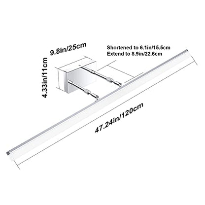 Aipsun 48 inch LED Vanity Lights Adjustable Bathroom Wall Light Fixtures Bathroom Lighting Fixture Over Mirror Chrome Modern Vanity Lighting 5500K - color: Chrome, size: 47.2 in